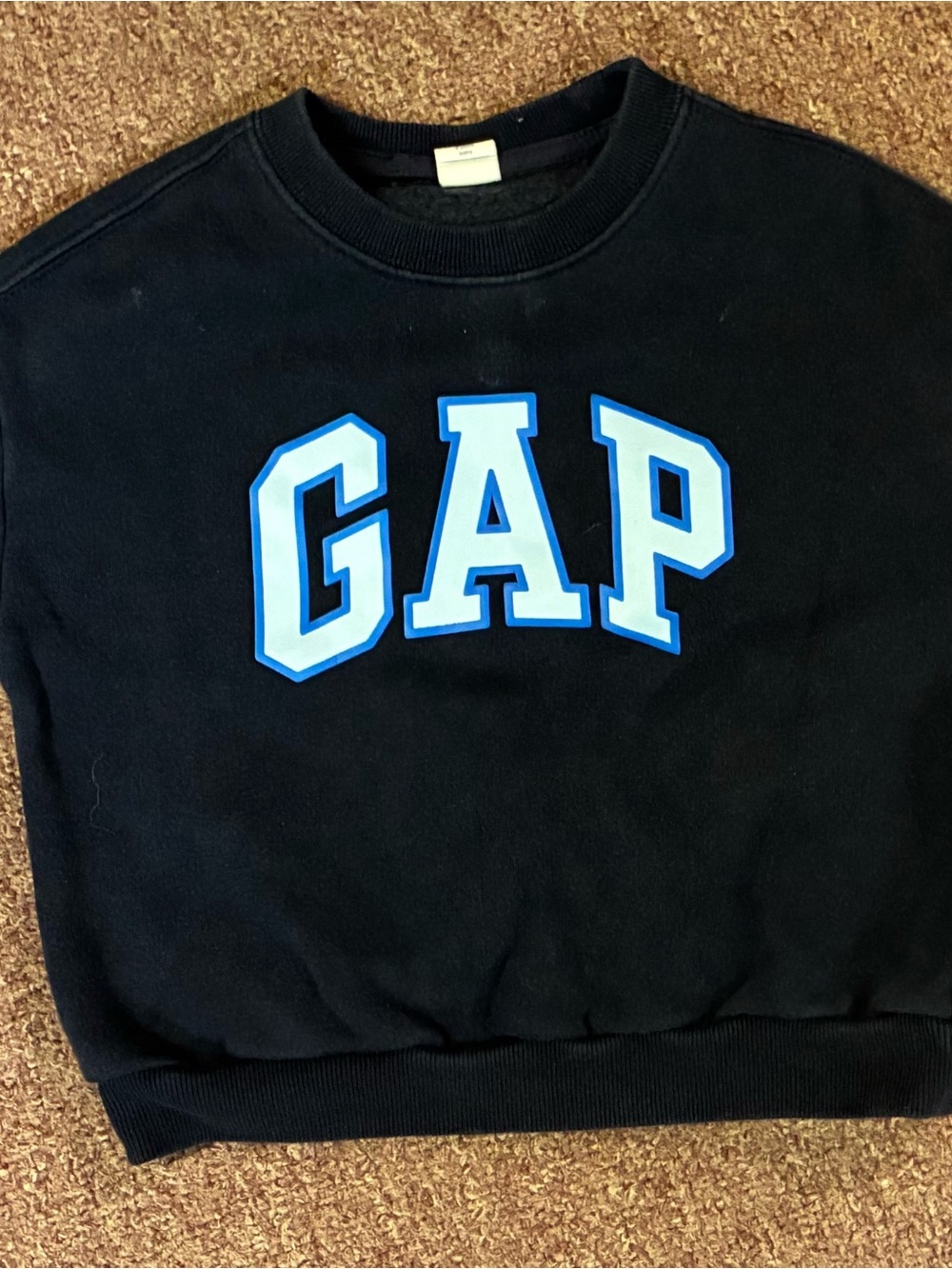 GAP Black Crewneck Sweatshirt with Light Blue Logo